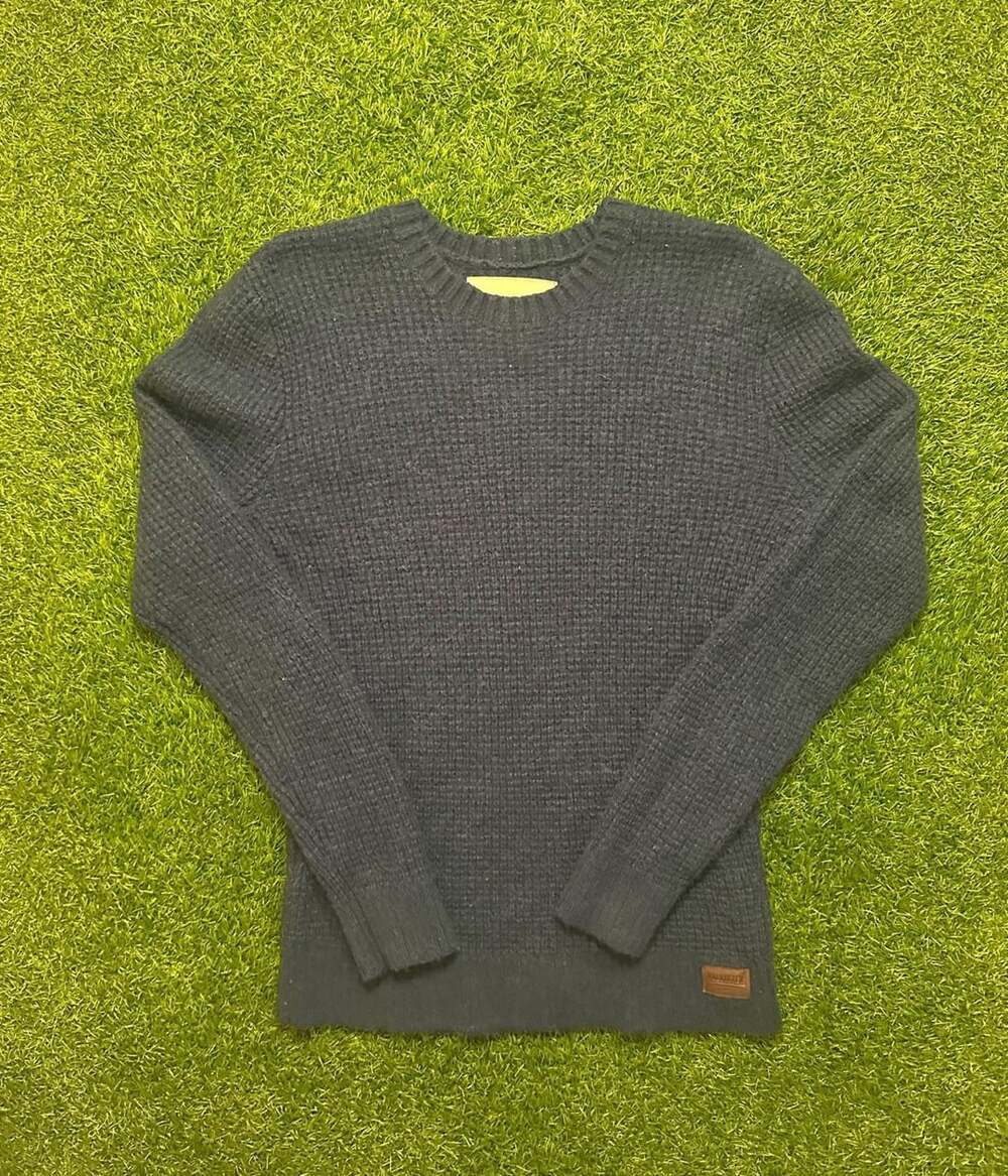 2010s Hollister Waffle Knit Crewneck Sweater Navy Blue